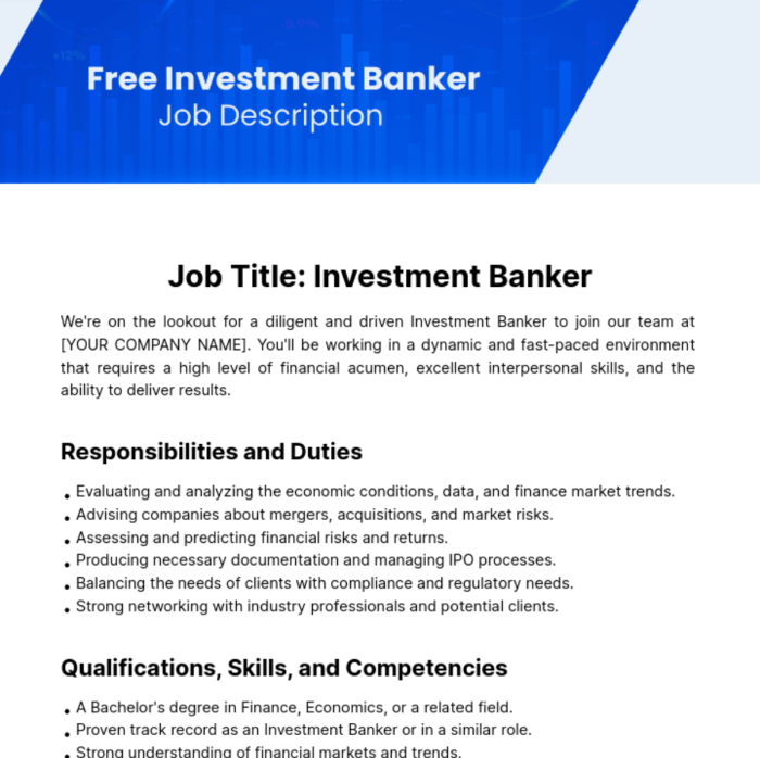 Free Investment Banker Job Description Template to Edit Online Wells fargo personal banker job description