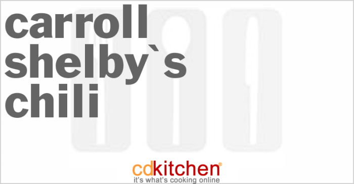 Carroll shelby chili recipe with beans